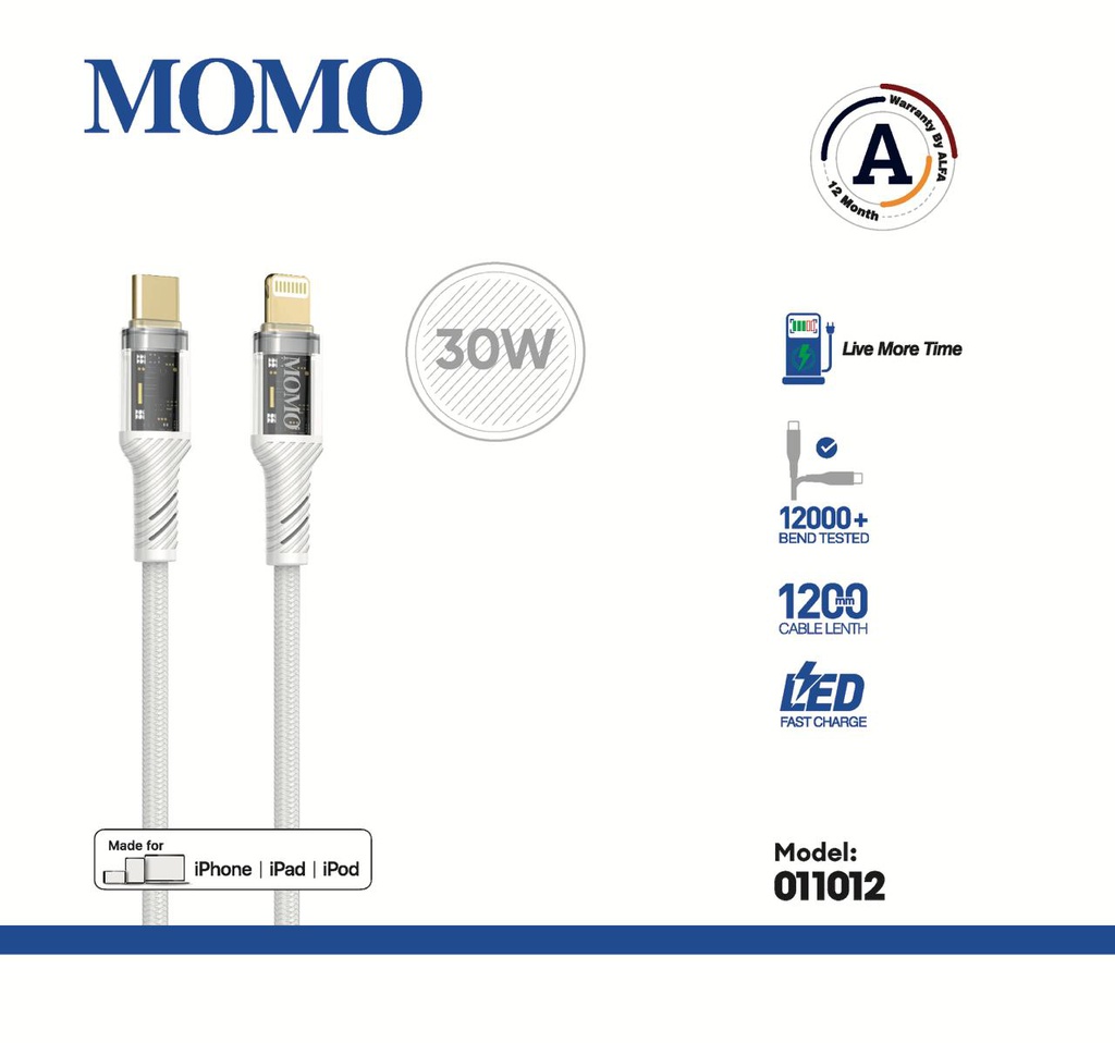 MoMo Cable 30 W C-iOS( Warranty12month ) Light model 011012