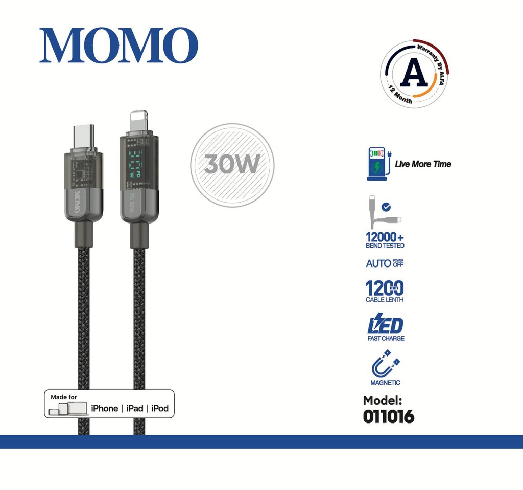 MoMo Cable 30 W C-iOS( Warranty12month ) Magnet model 011016