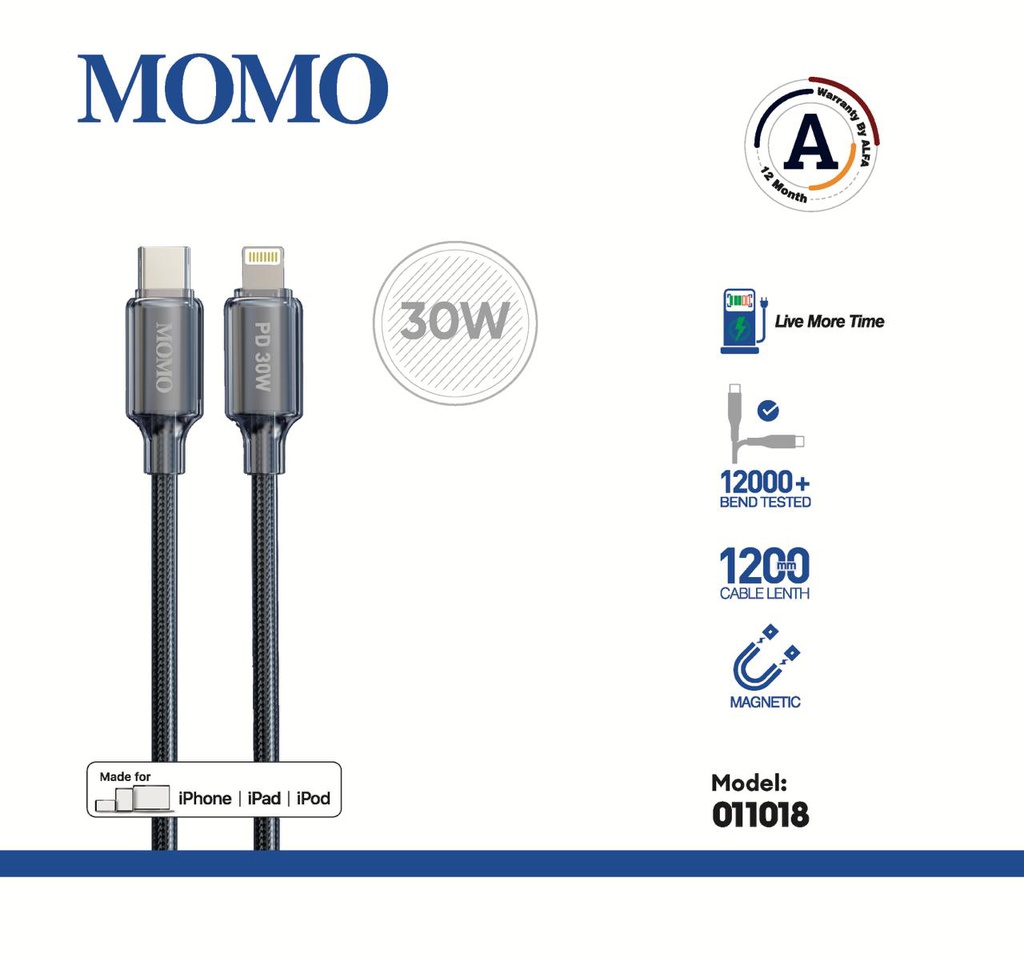 MoMo Cable 30 W C-iOS( Warranty12month ) Magnet model 011018